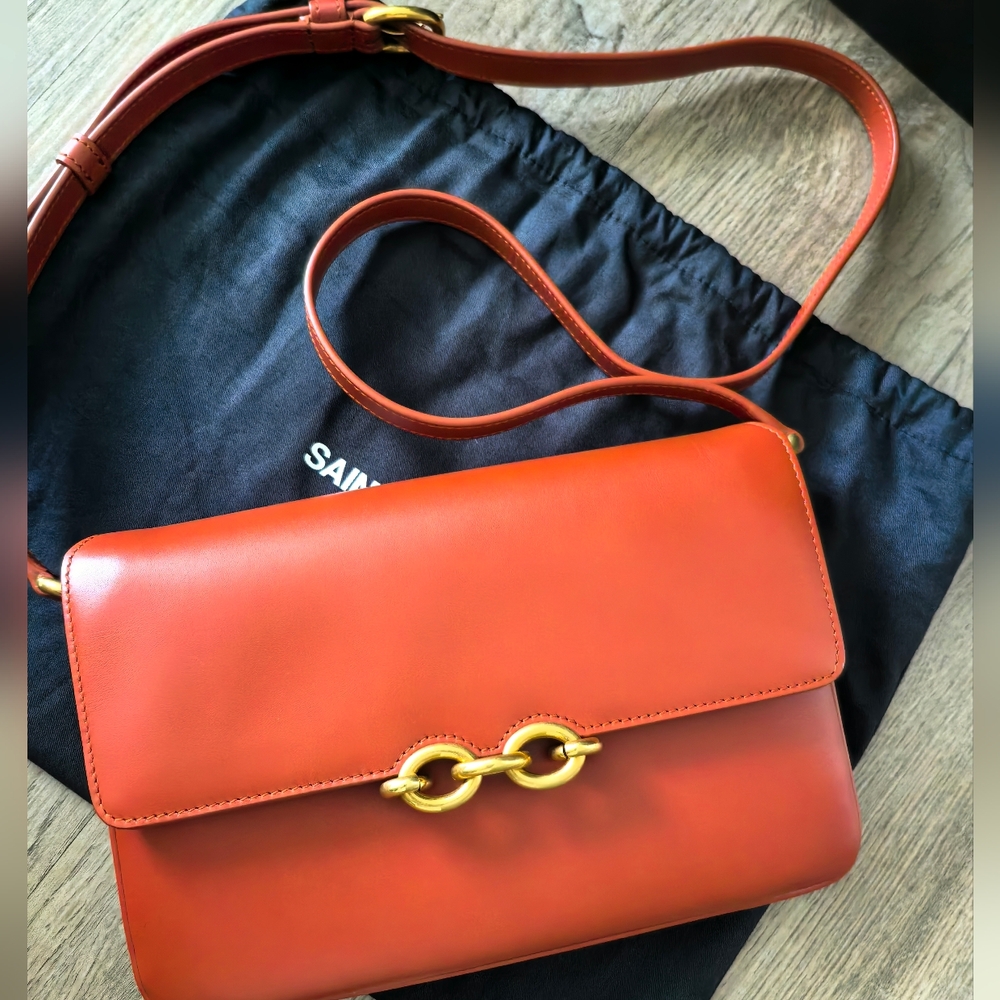 Brand new YSL Le Maillon Satchel crossbody bag ultracalf leather orange